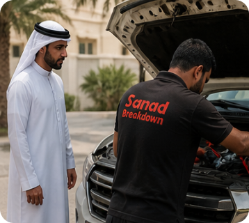 Sanad technician assisting a driver at the roadside